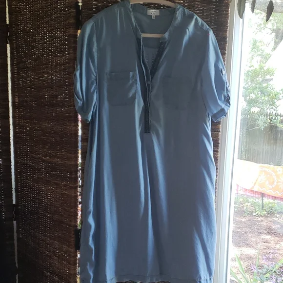 blue dress for baby girl Ivy Tencel® Denim 3/4 Sleeve Midi Dress – Foxcroft main image 0